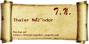 Thaler Nándor névjegykártya